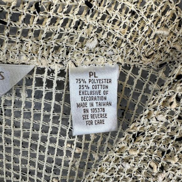 Draper's & Damon's Sweater Womens Size PL Cream Black Crochet Cardigan 2-Button - Picture 9 of 16